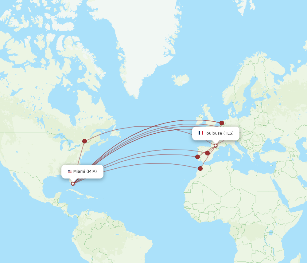 MIA-TLS flight routes
