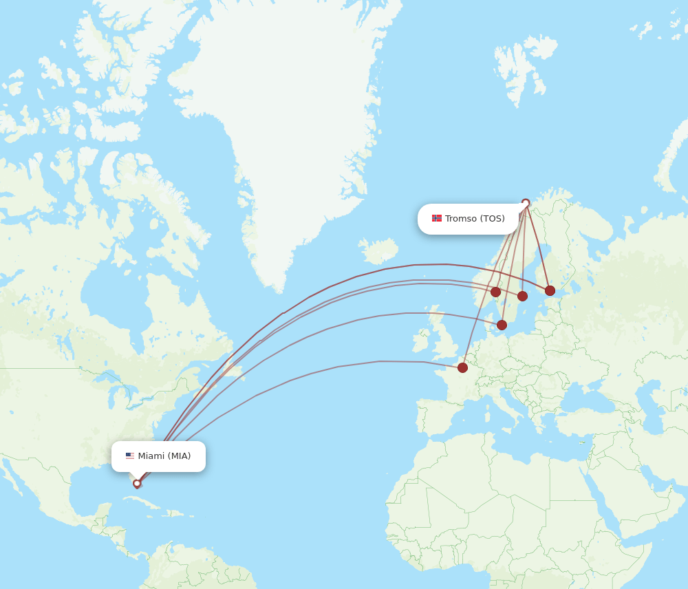 MIA-TOS flight routes