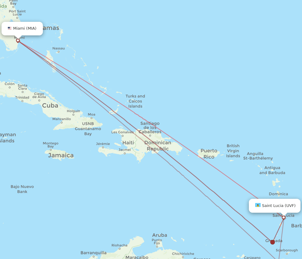 MIA-UVF flight routes