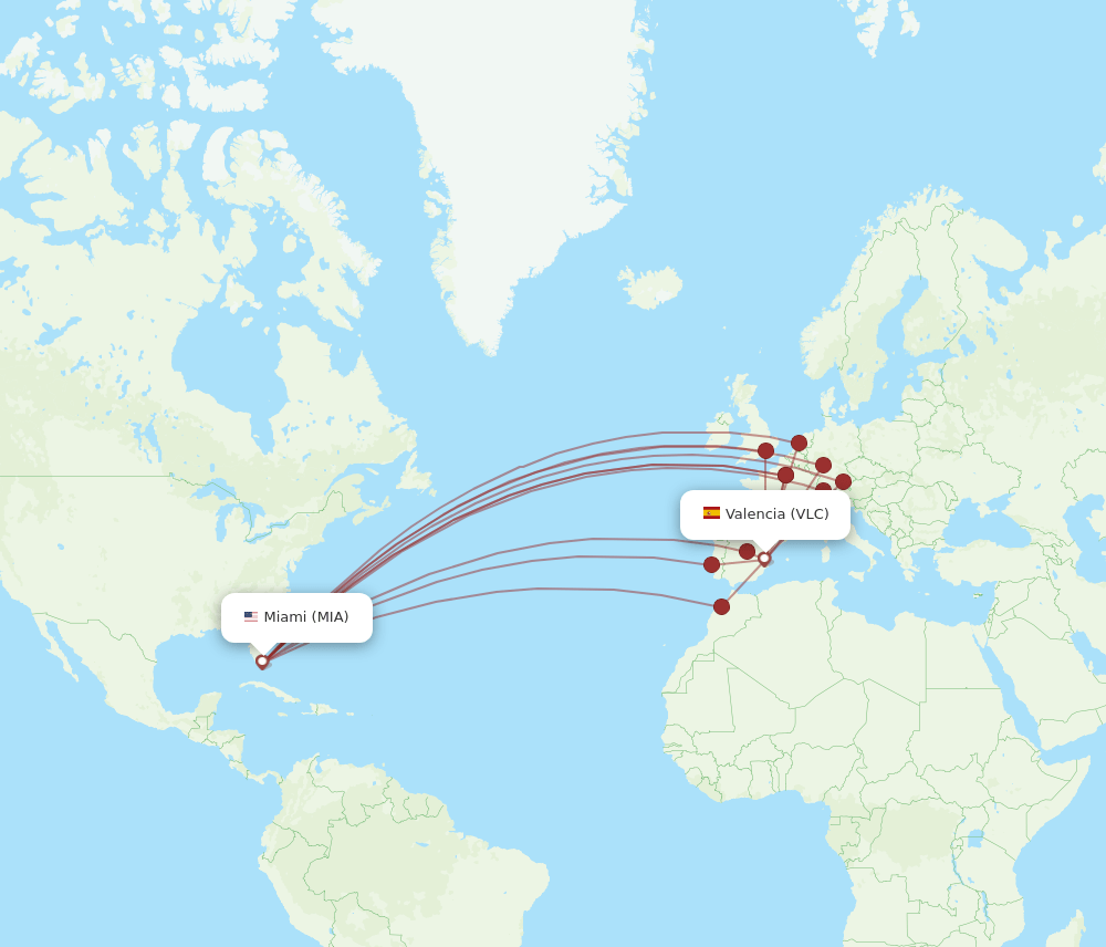 MIA-VLC flight routes