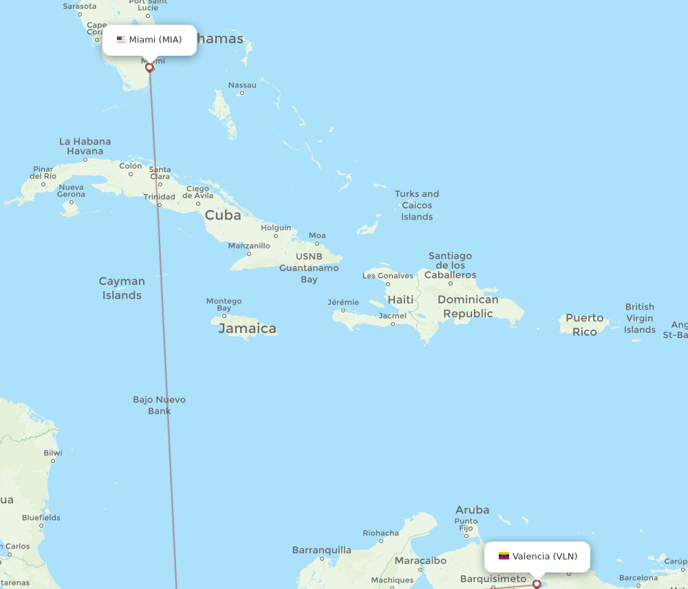 MIA-VLN flight routes