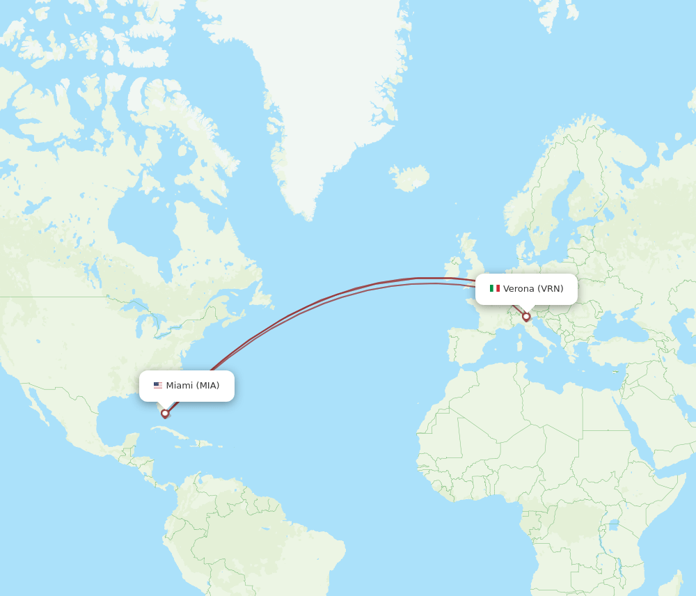 MIA-VRN flight routes