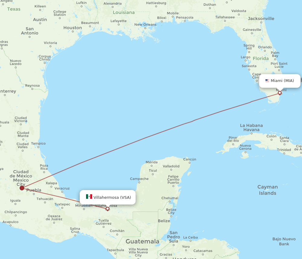 MIA-VSA flight routes