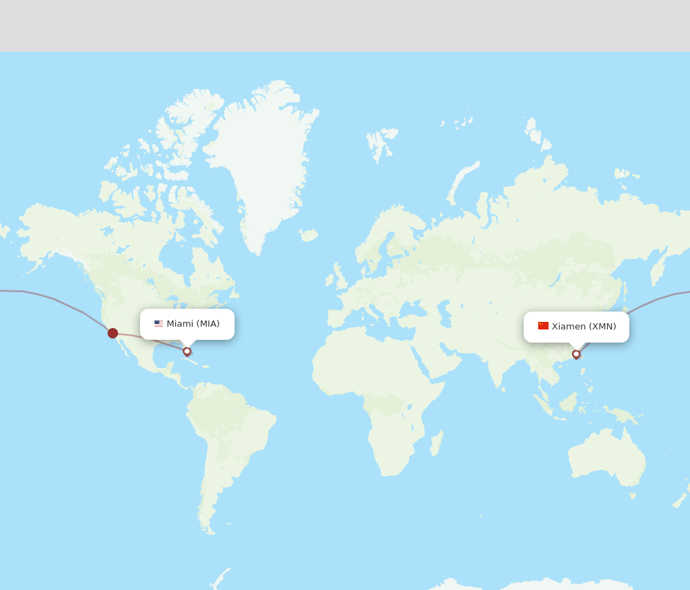 MIA to XMN flights and routes map