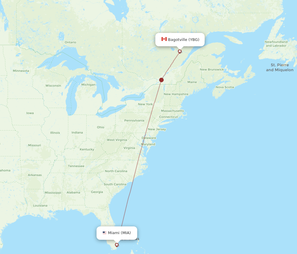 MIA-YBG flight routes