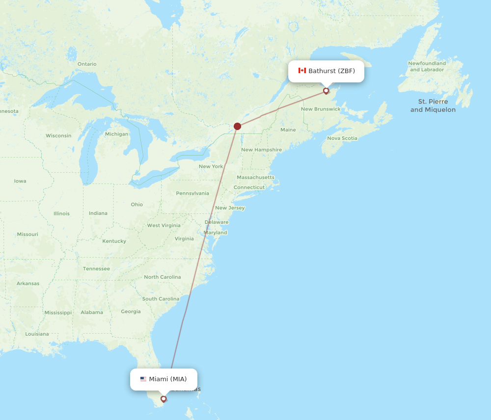 MIA-ZBF flight routes