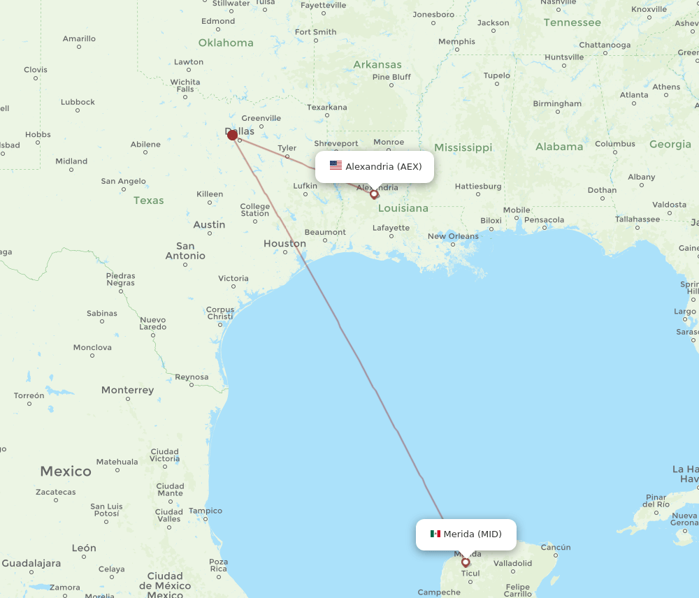 MID-AEX flight routes