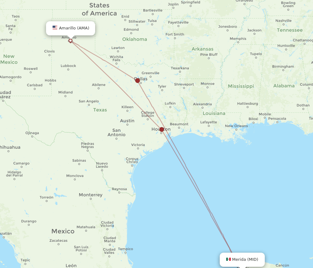 MID-AMA flight routes