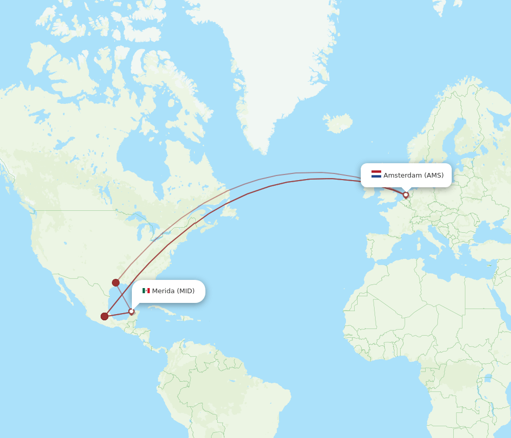 MID-AMS flight routes