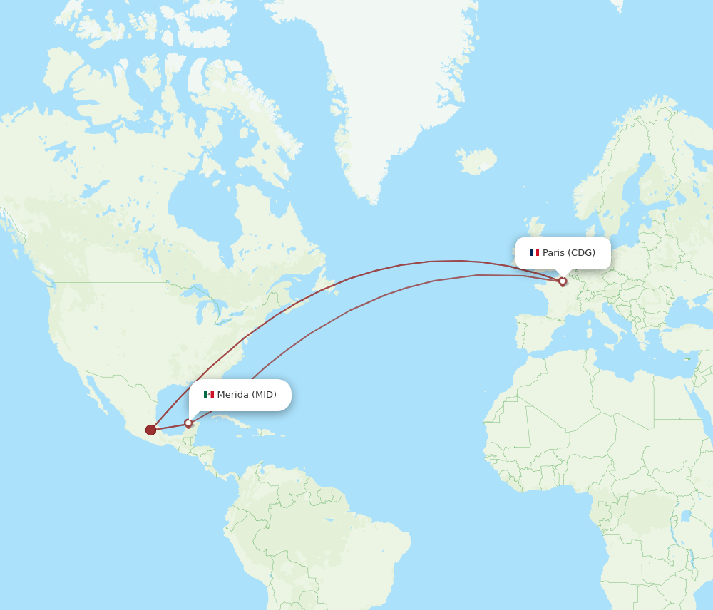 MID to CDG flights and routes map