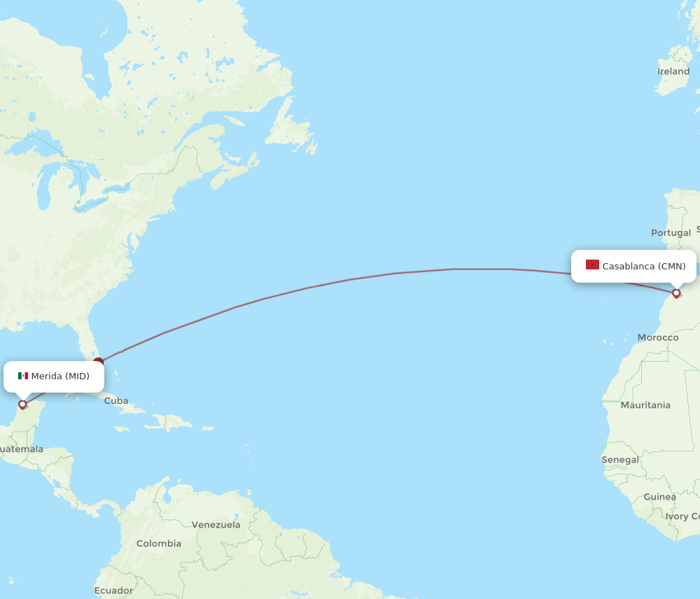 MID-CMN flight routes