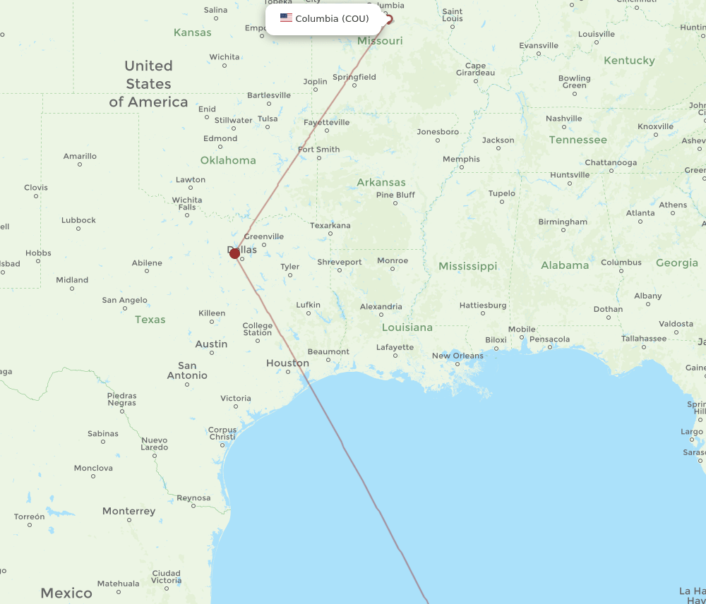 MID-COU flight routes