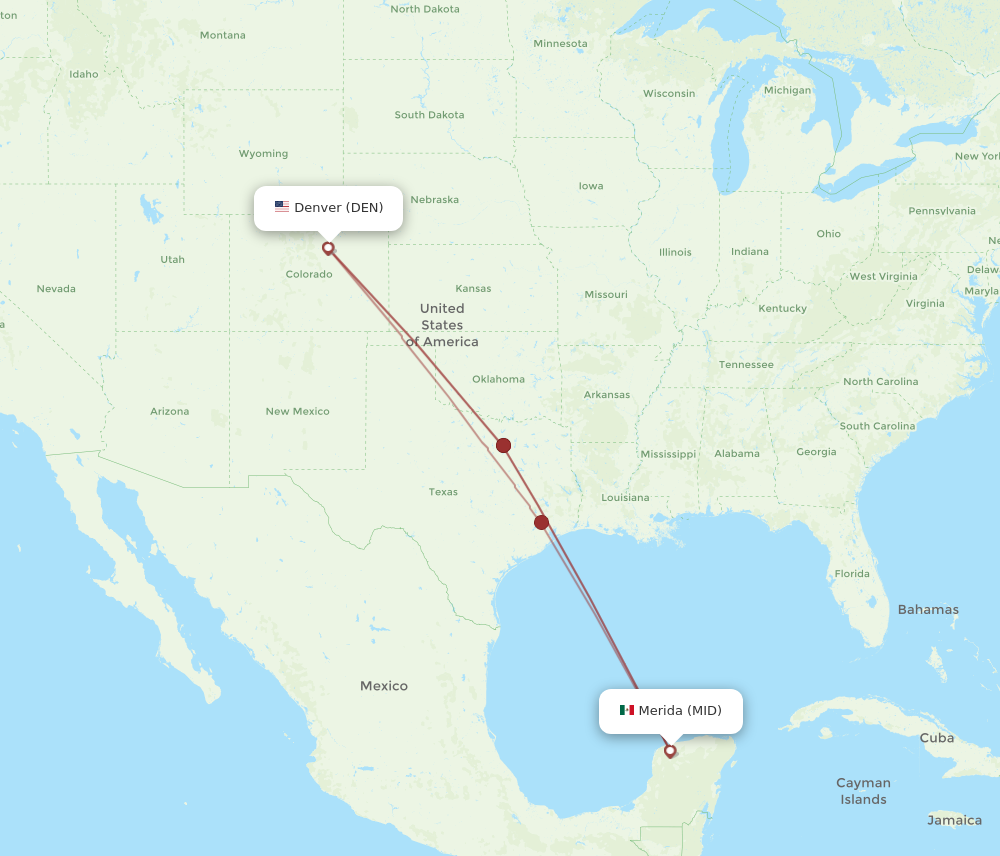 MID to DEN flights and routes map