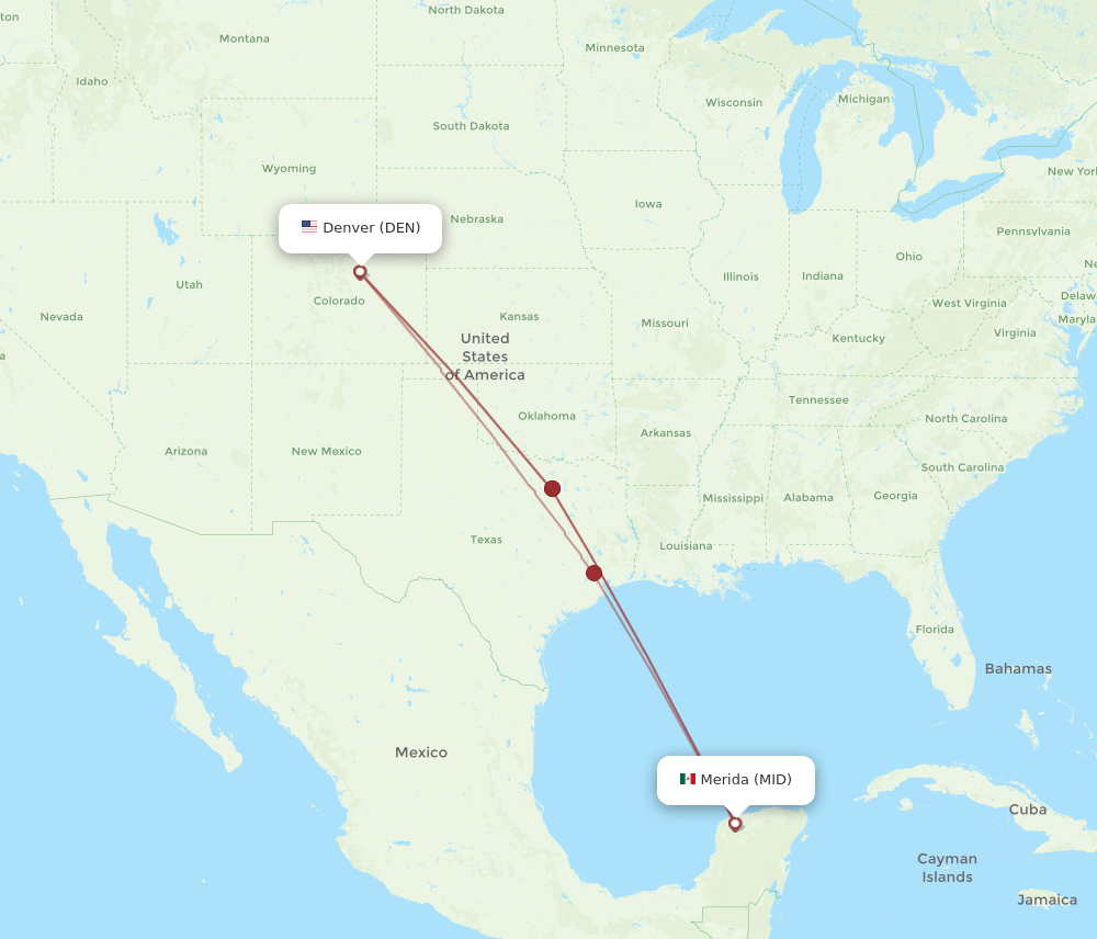 MID-DEN flight routes