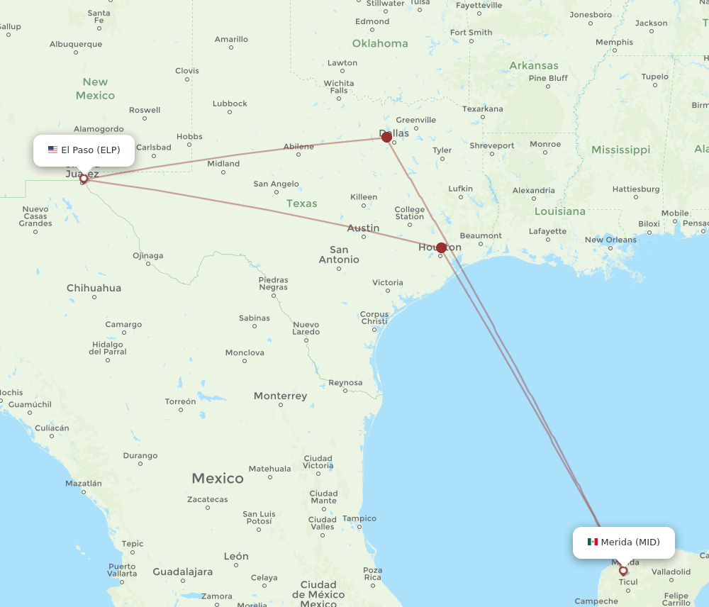 MID-ELP flight routes