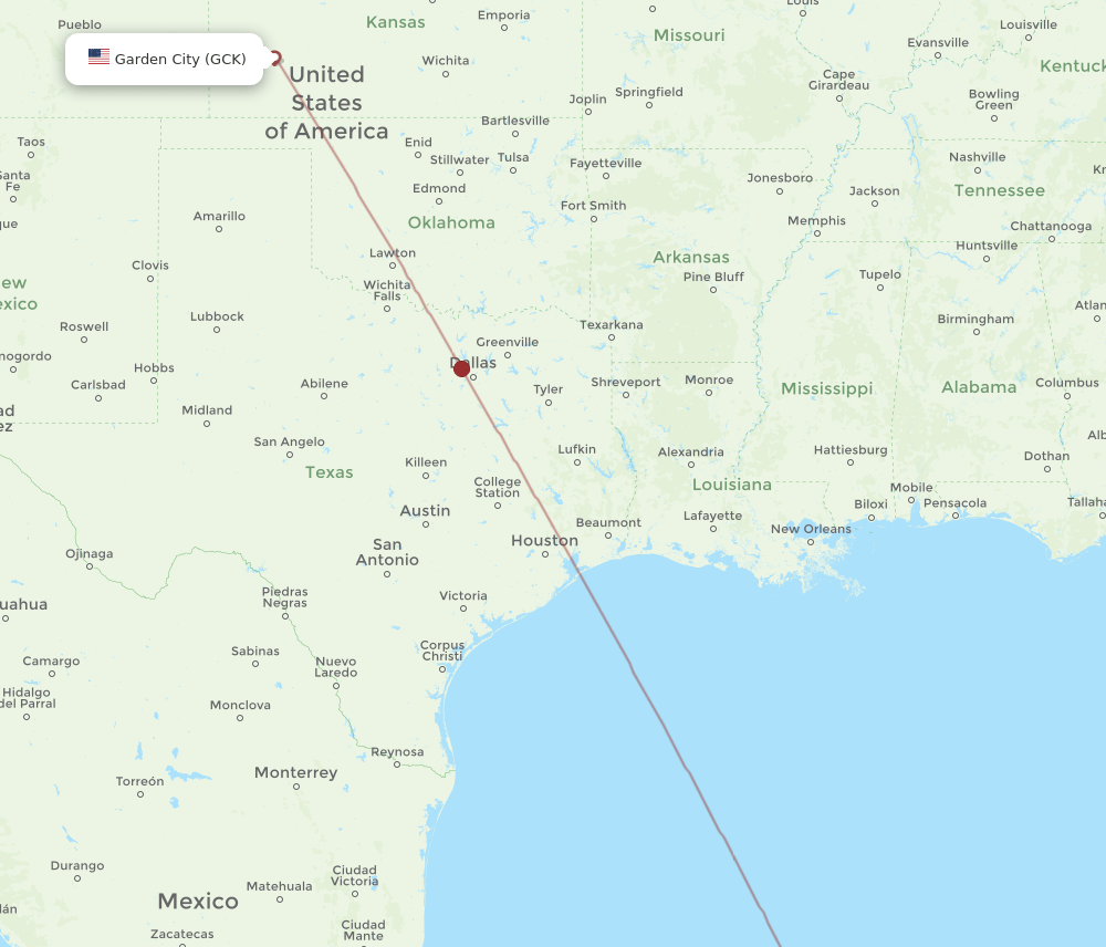 MID to GCK flights and routes map