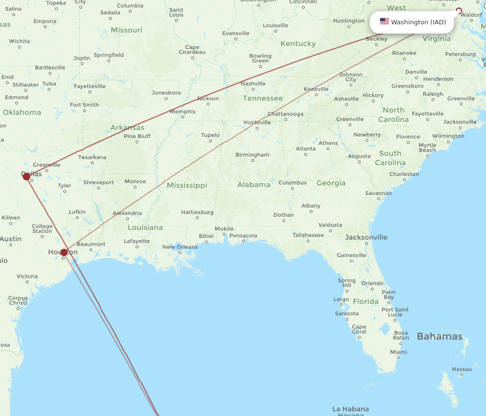 MID-IAD flight routes