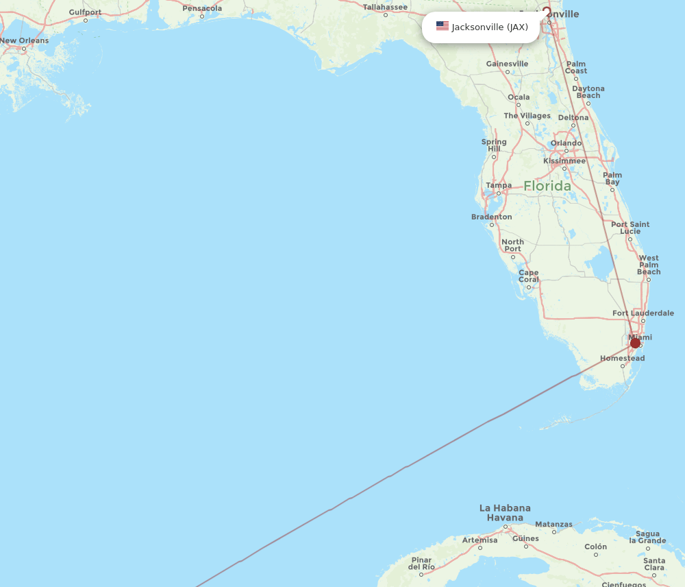 MID-JAX flight routes