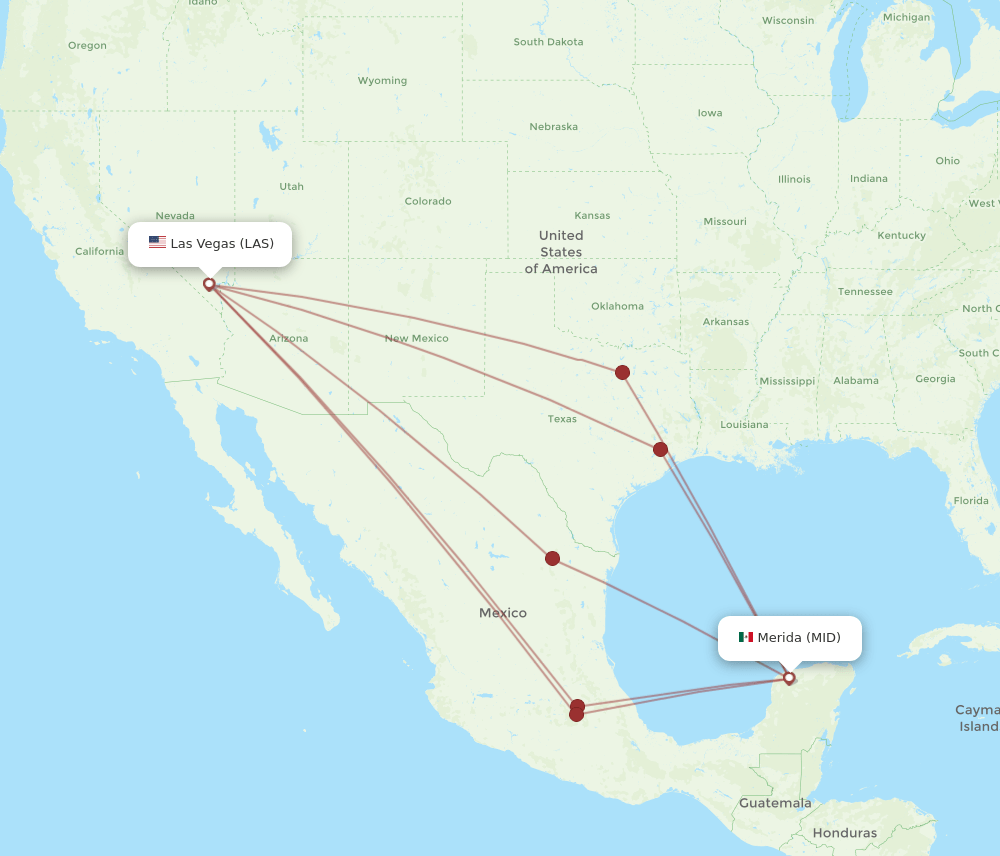 MID-LAS flight routes