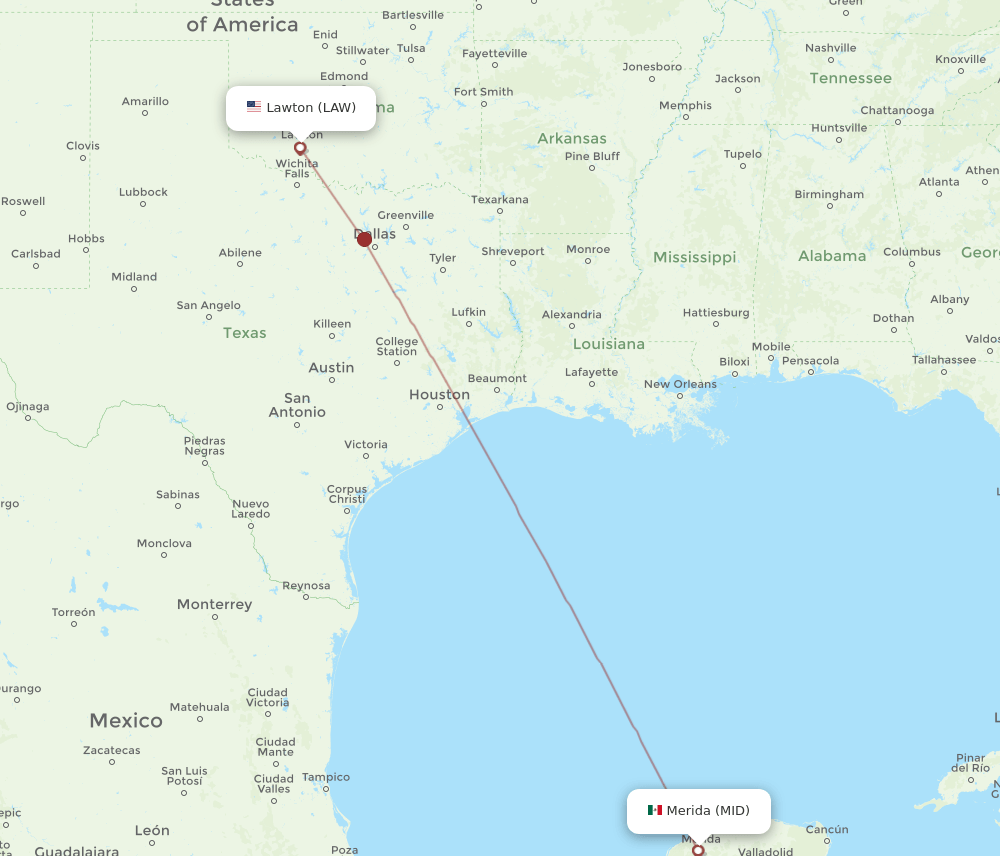 MID to LAW flights and routes map