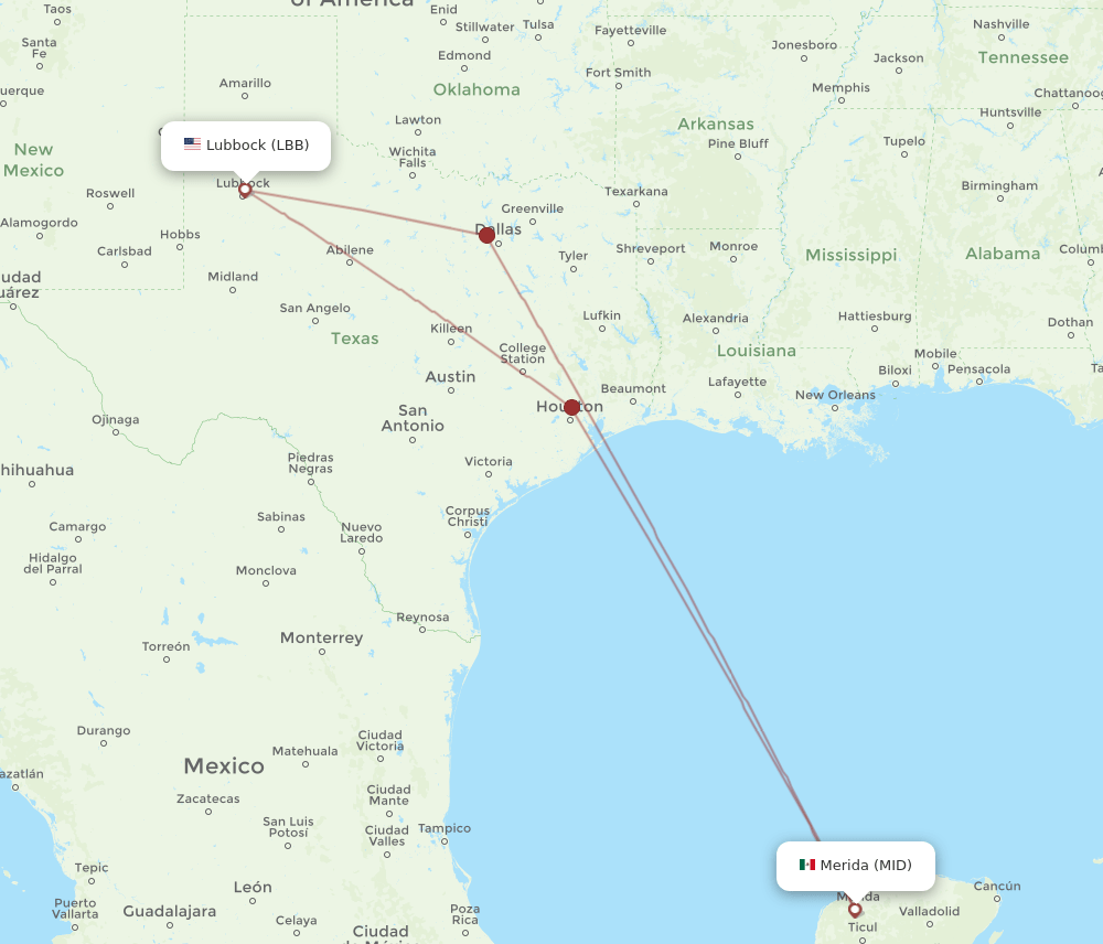 MID-LBB flight routes