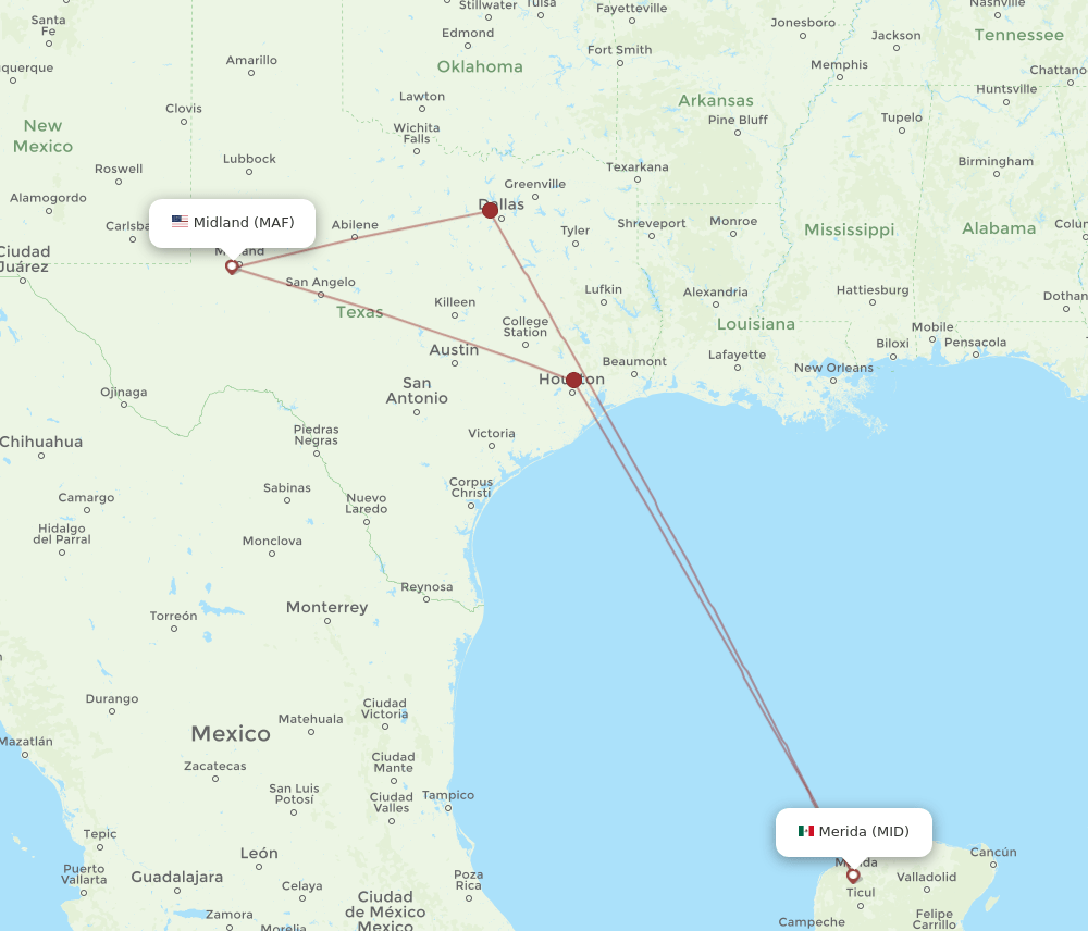 MID-MAF flight routes