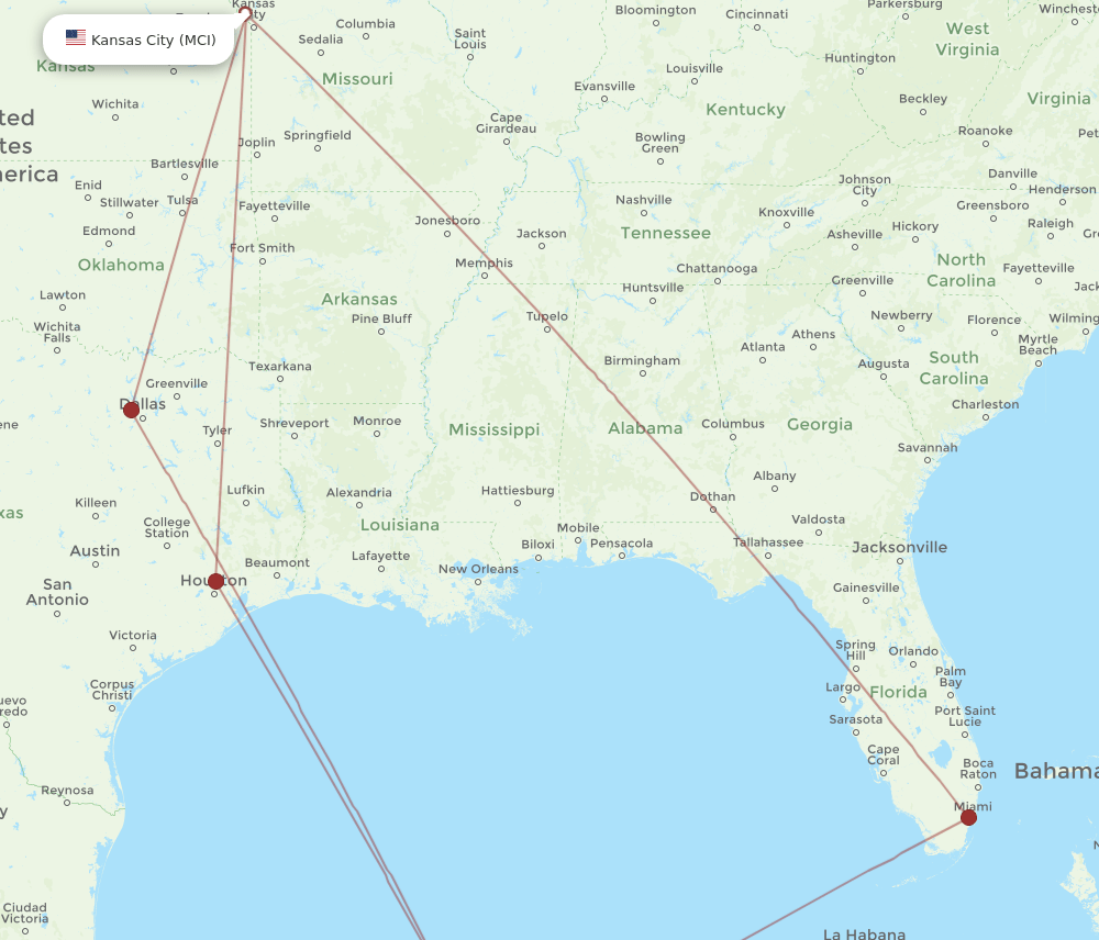 MID-MCI flight routes