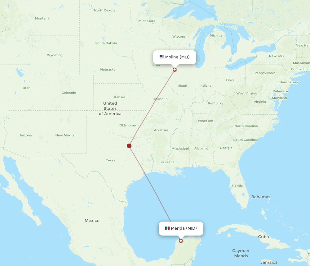MID to MLI flights and routes map