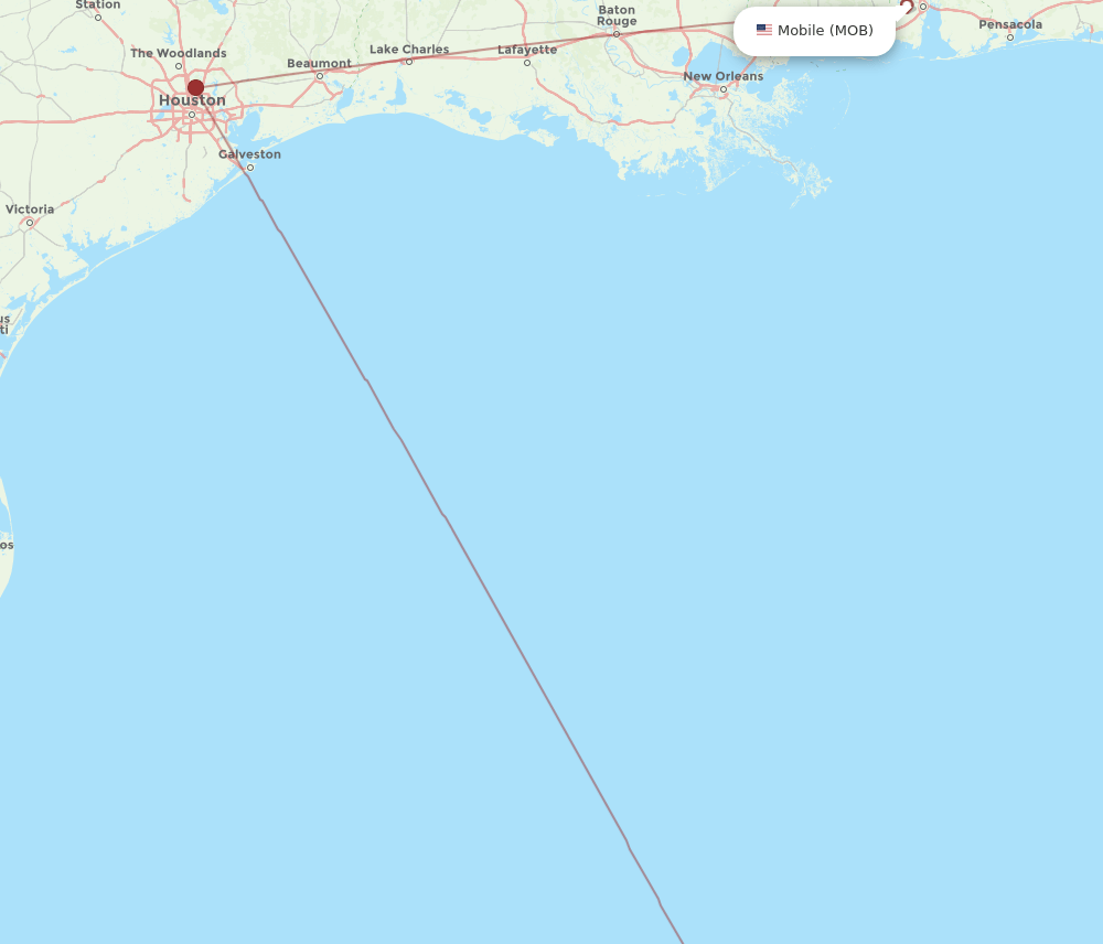 MID to MOB flights and routes map