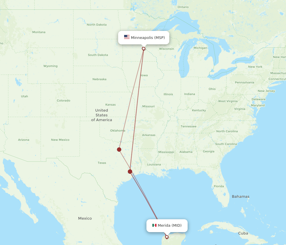 MID-MSP flight routes