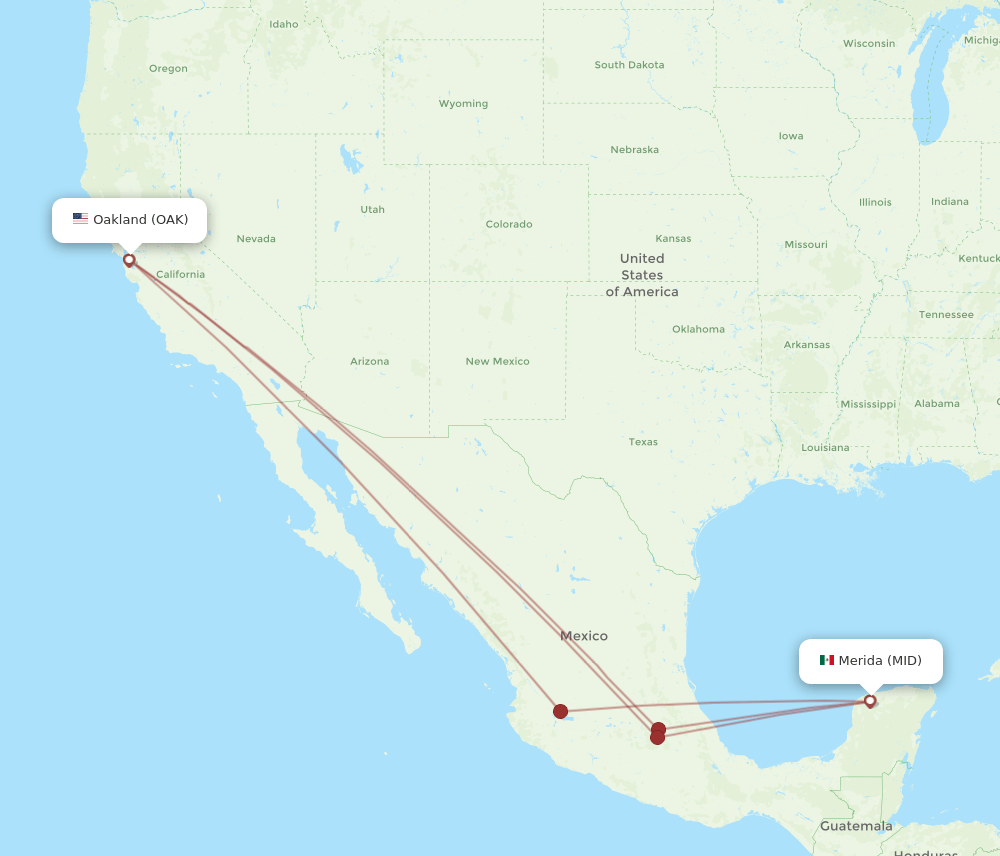 MID to OAK flights and routes map