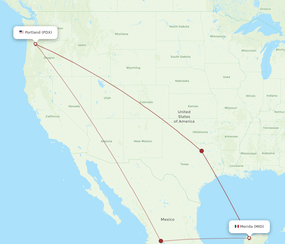 MID to PDX flights and routes map