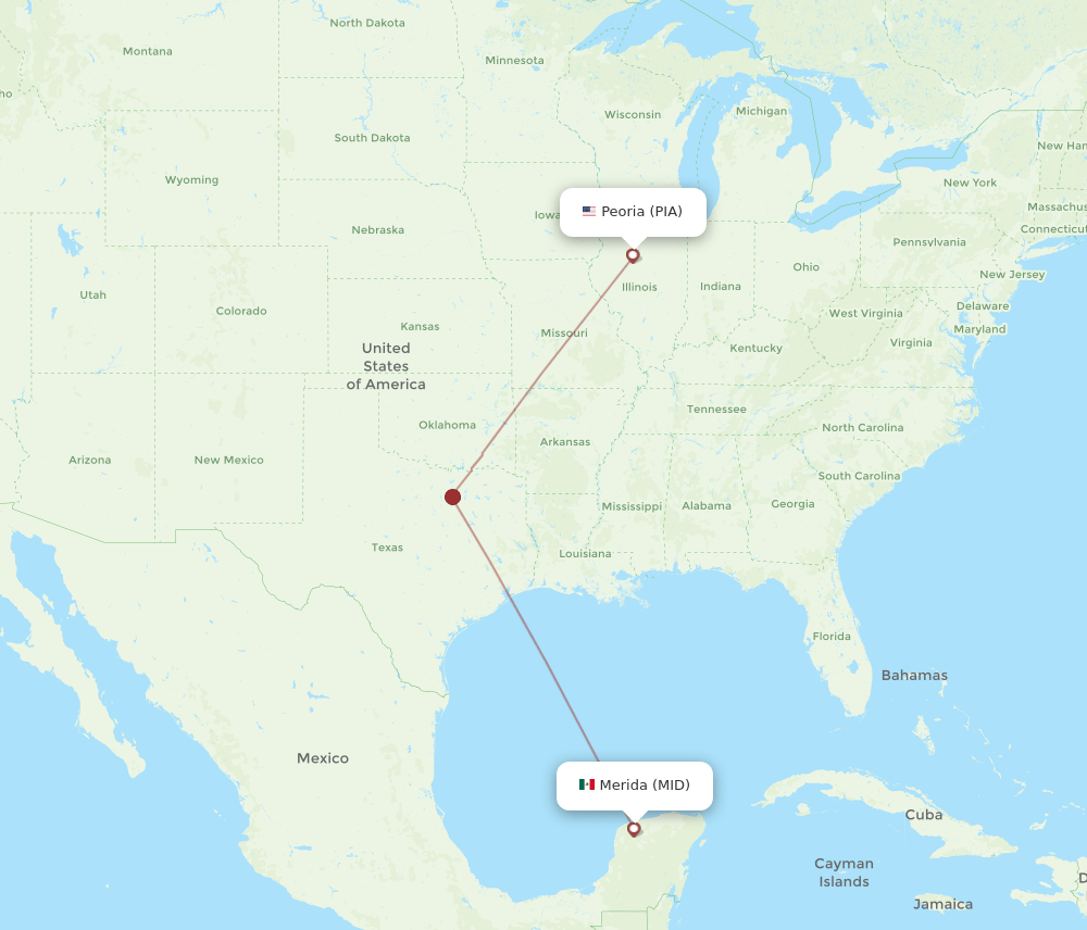 MID to PIA flights and routes map