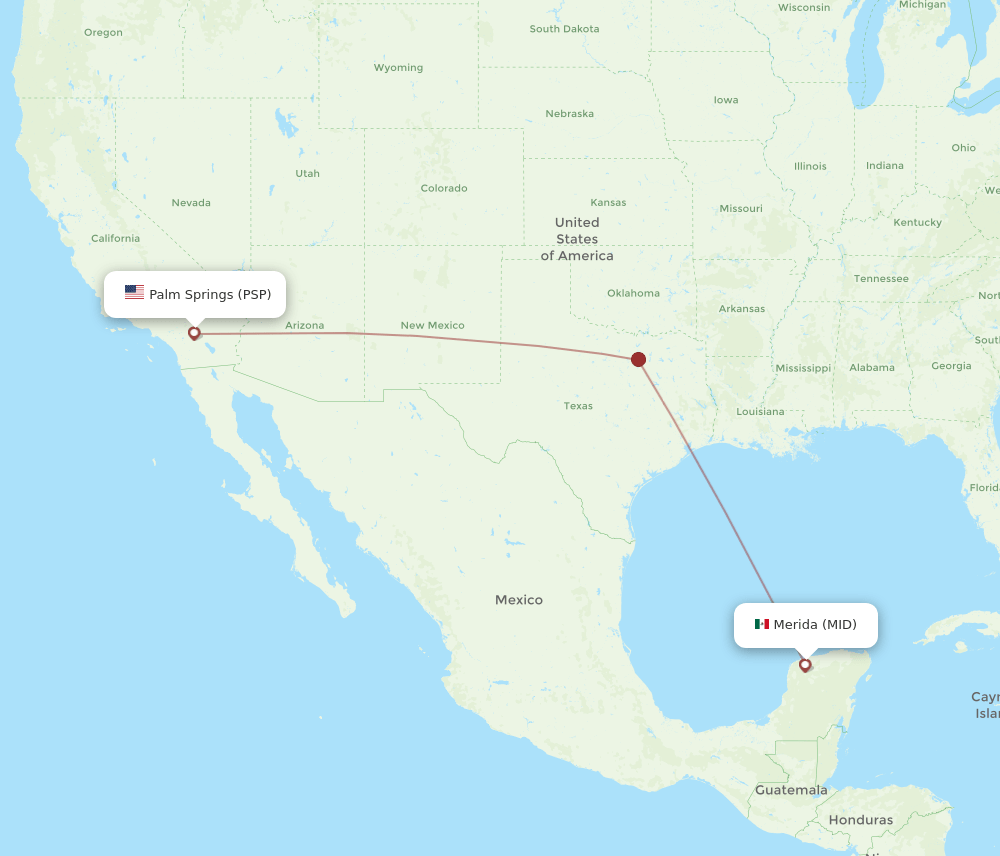 MID to PSP flights and routes map
