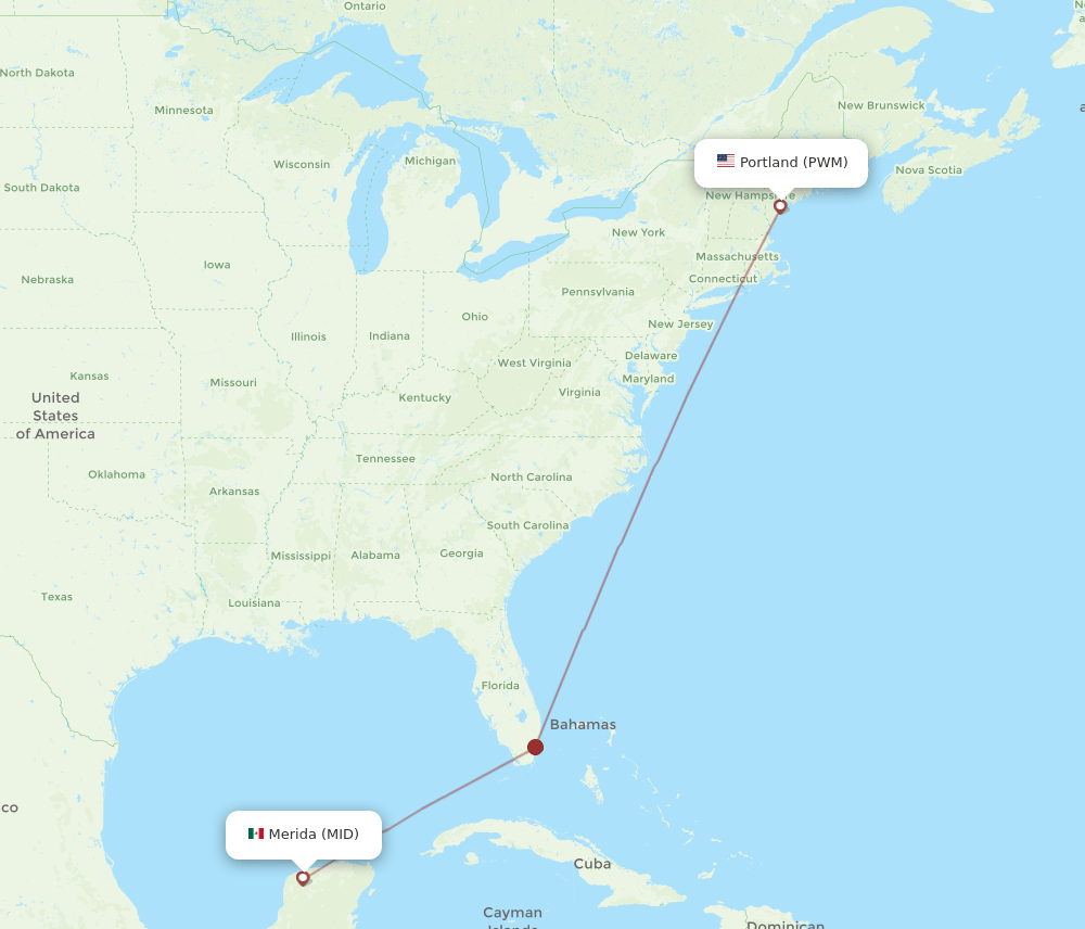 MID to PWM flights and routes map