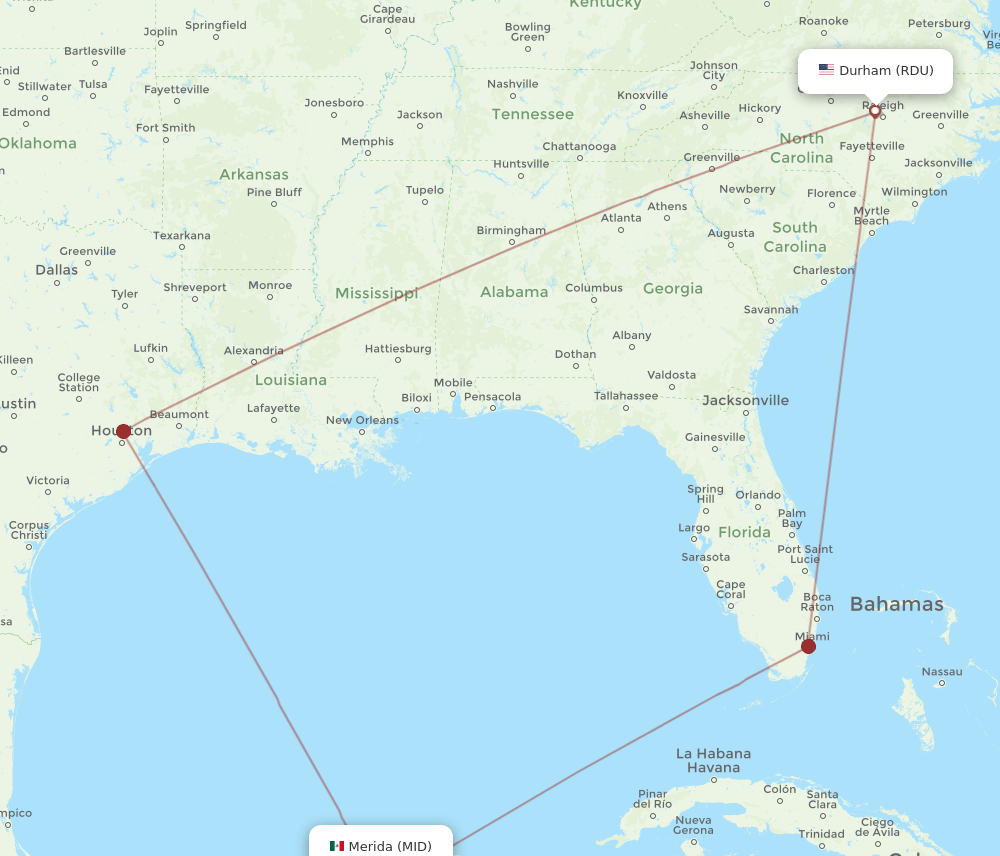MID-RDU flight routes