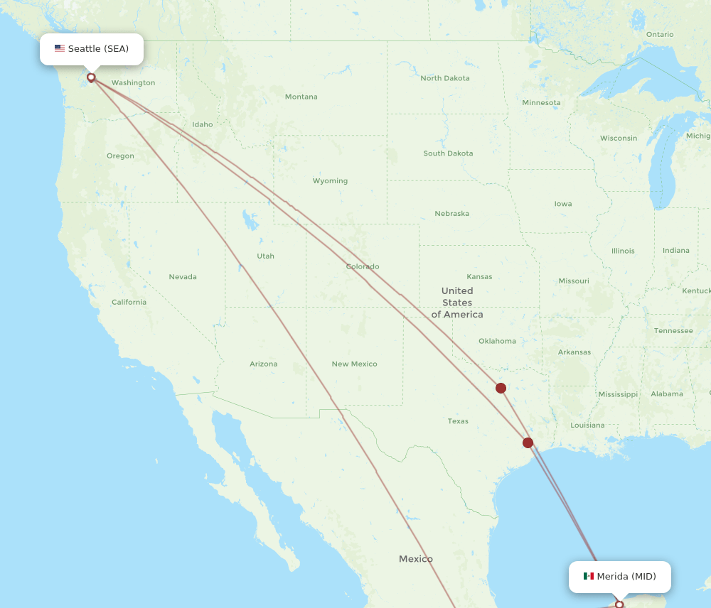 MID to SEA flights and routes map