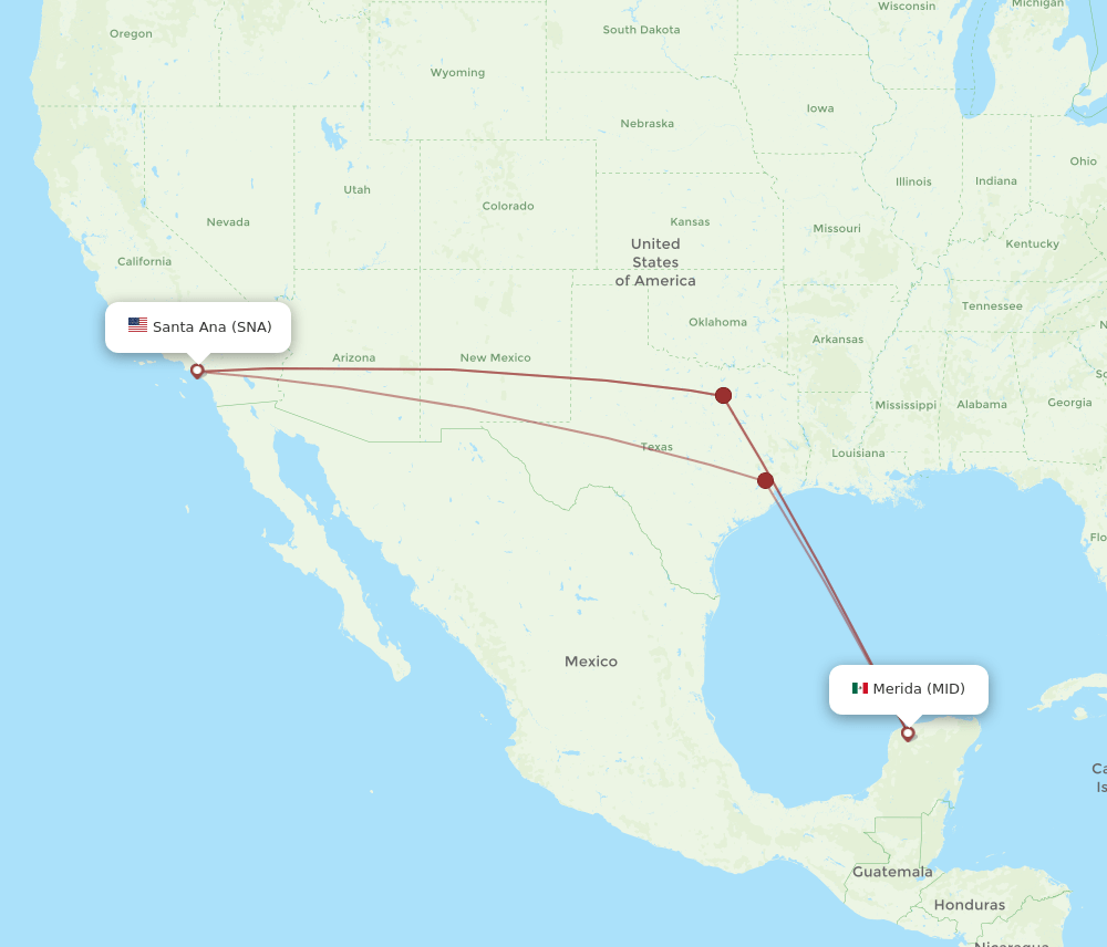 MID-SNA flight routes