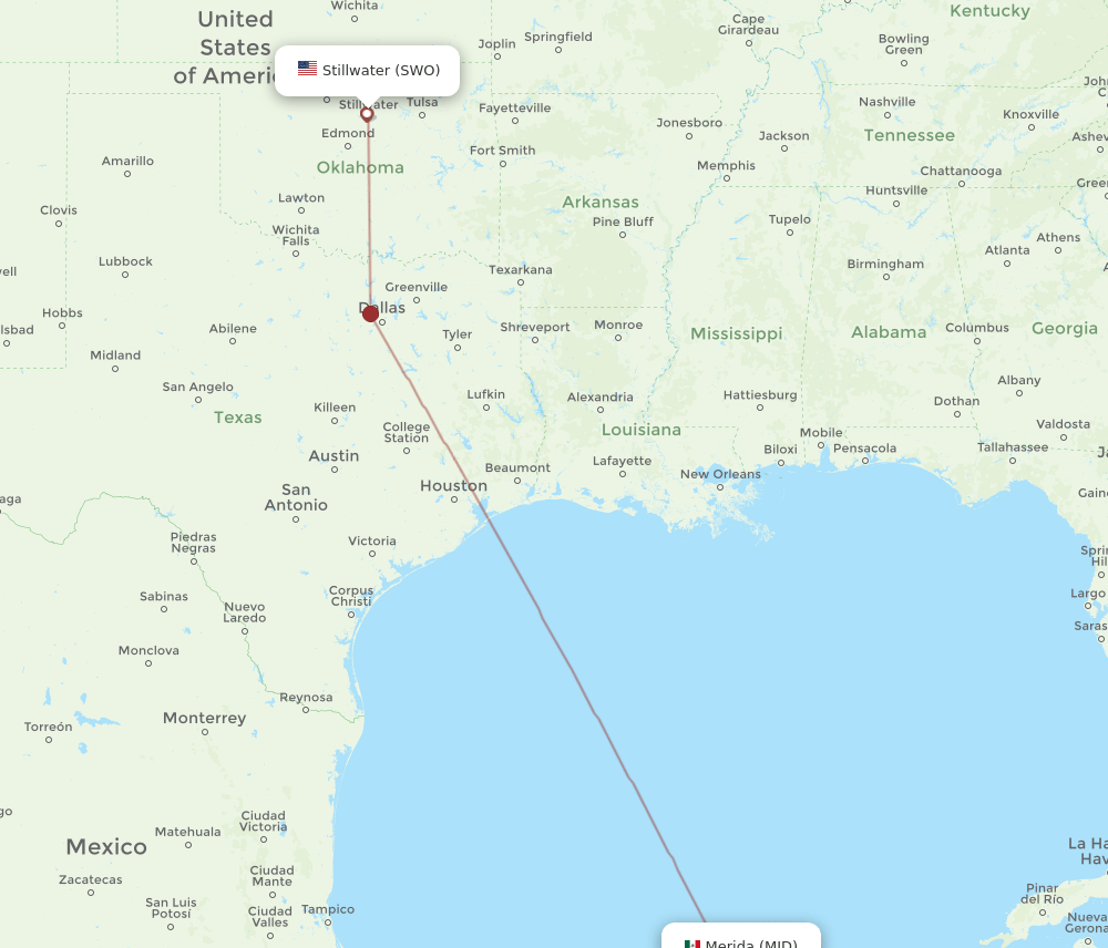 MID-SWO flight routes
