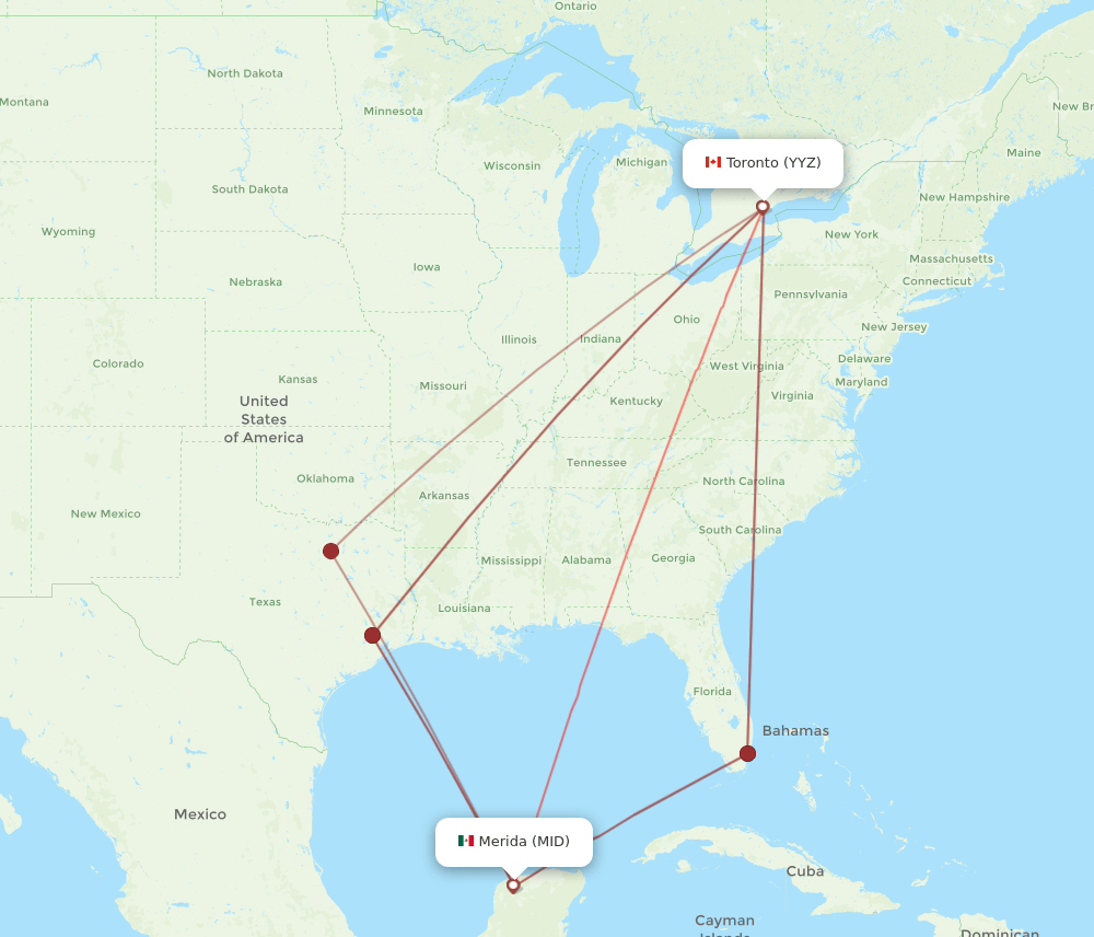 MID-YYZ flight routes