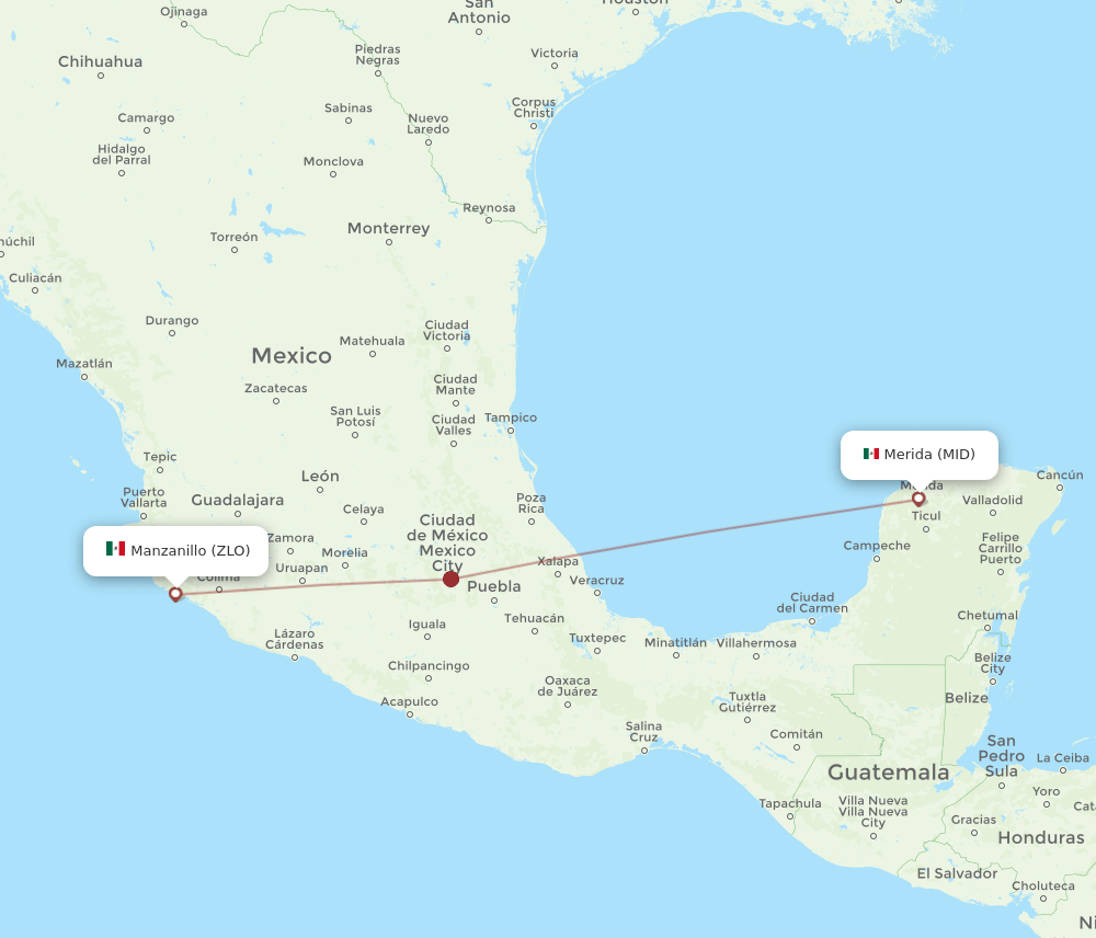 ZLO to MID flights and routes map