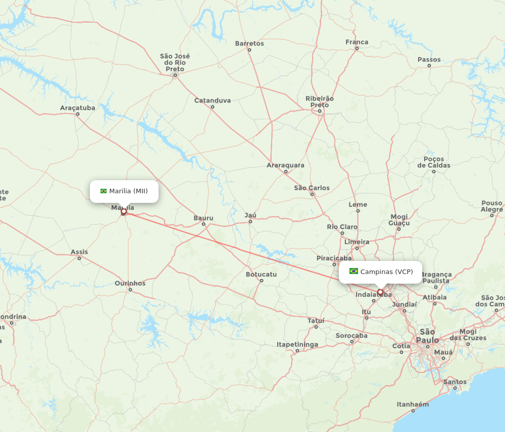 MII to VCP flights and routes map