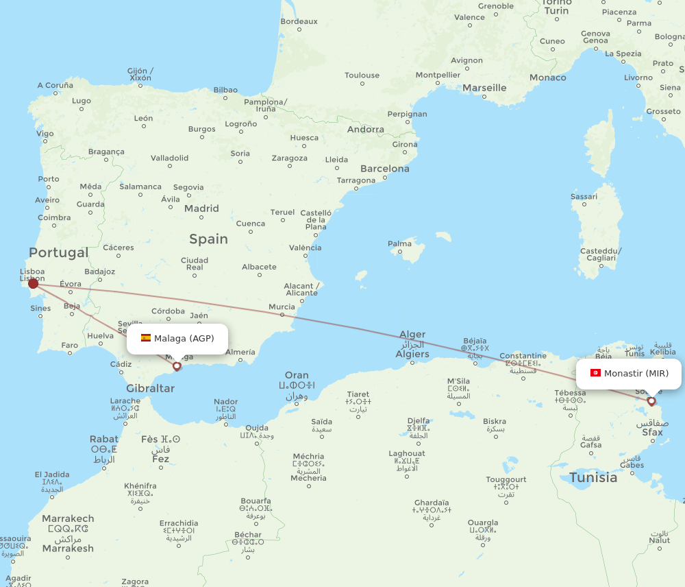 MIR-AGP flight routes