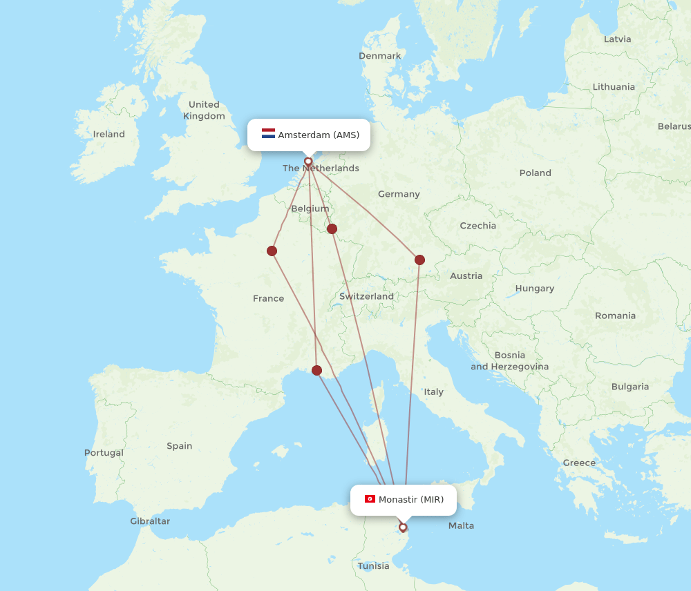 MIR-AMS flight routes
