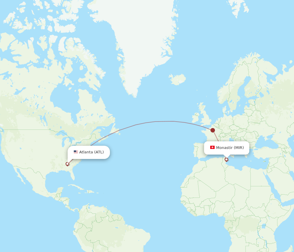 MIR-ATL flight routes