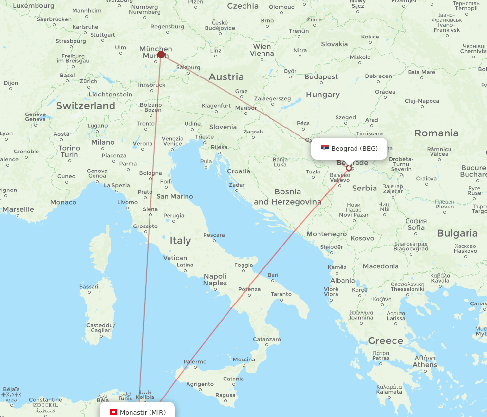 MIR-BEG flight routes