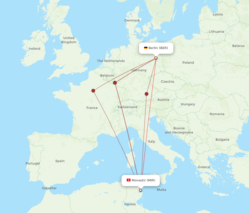 MIR-BER flight routes