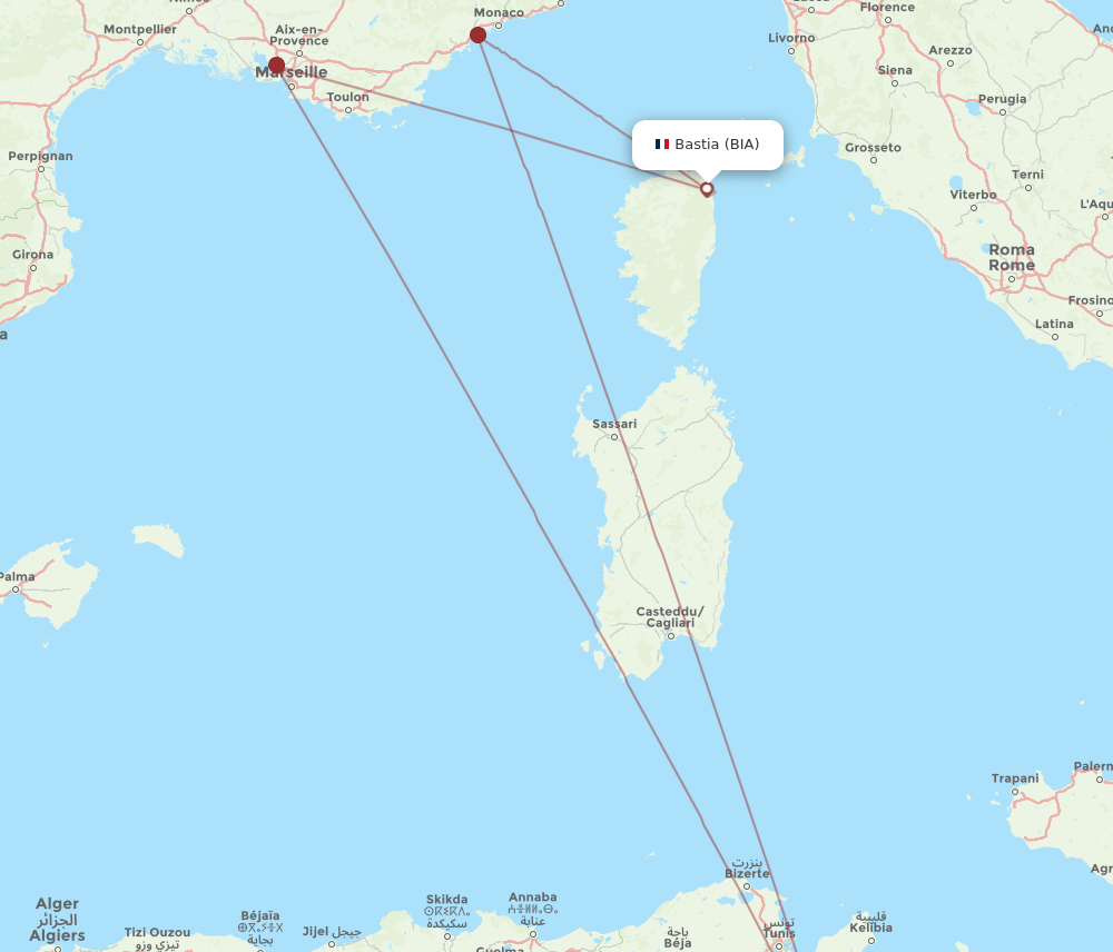 MIR-BIA flight routes