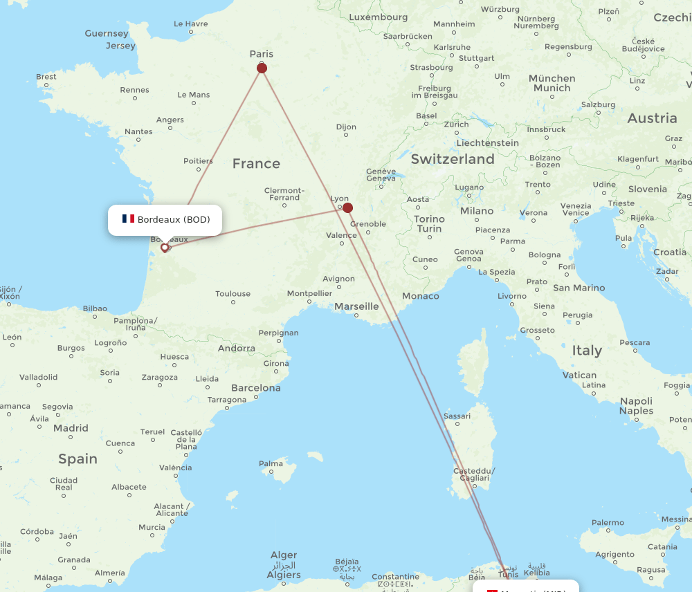 MIR-BOD flight routes