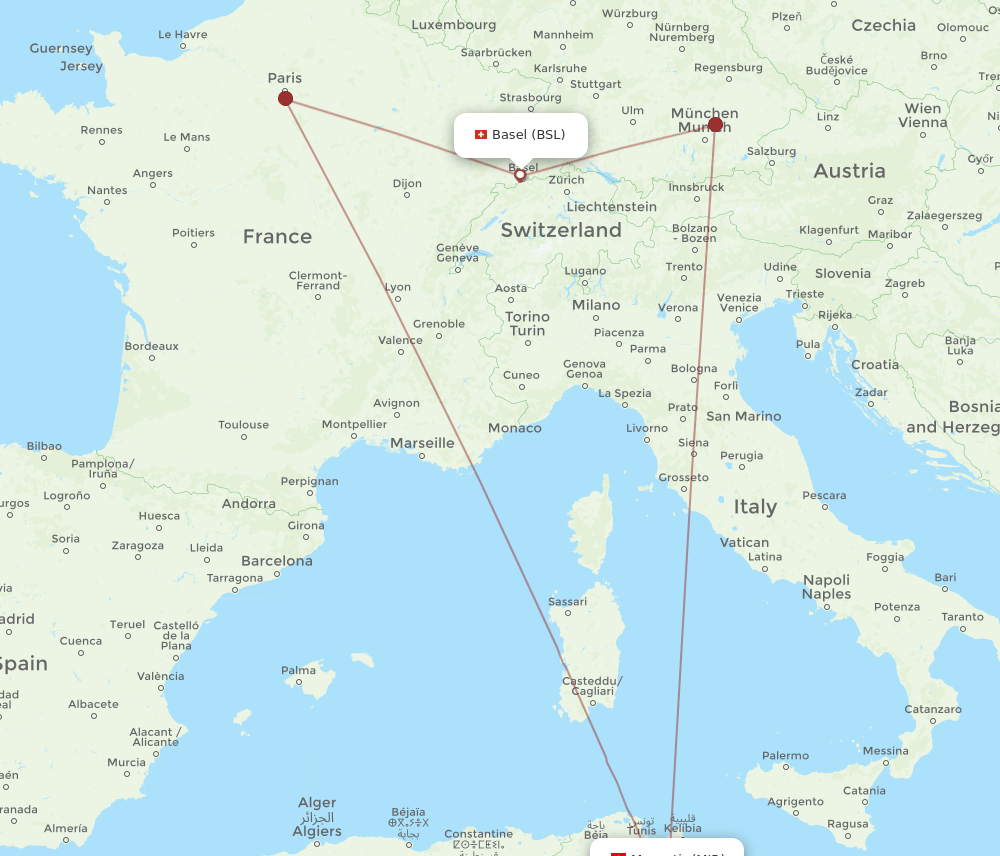 MIR-BSL flight routes
